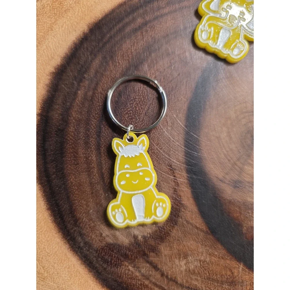 Custom 3D printed Animal Keychains-Yellow And Green